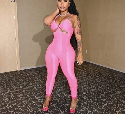 Voguable   Sleeveless Backless Patchwork See Through Jumpsuit Streetwear Outfits Y2K Robe Kpytomoa