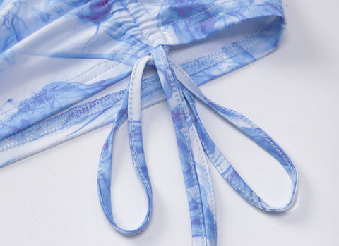 Voguable  Bandage Drawstrings Sleeveless Hollow Out Ruched Solid Bodycon Mini Dress  Streetwear Y2K Party Club