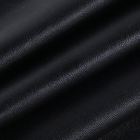 Voguable  Pu Leather Deep V Neck Long Sleeve Loose Mini Dress Winter Casual Streetwear Outfits Club Y2K