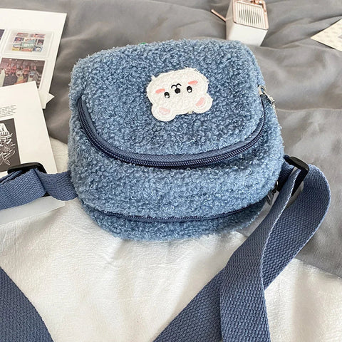 Bolso de hombro de peluche con forma de oso kawaii