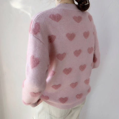 Fuzzy Hearts Sweater