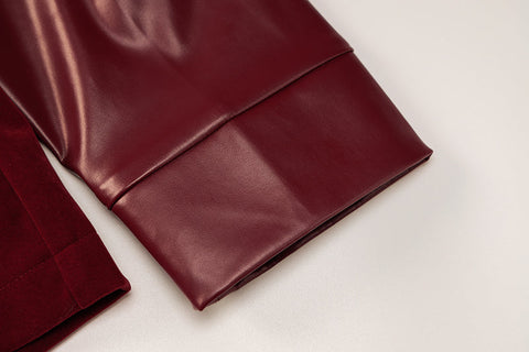 Voguable Pu Leather Letter Print Zipper Long Sleeve Loose Patchwork Jacket Winter Streetwear Outfits Y2K