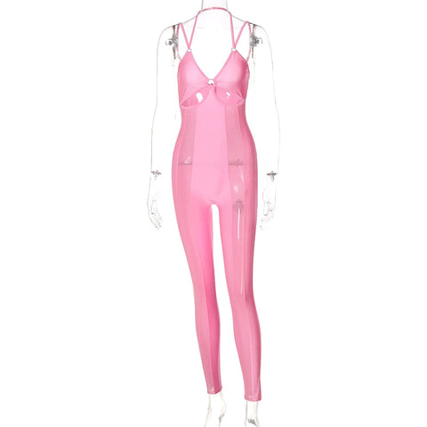 Voguable   Sleeveless Backless Patchwork See Through Jumpsuit Streetwear Outfits Y2K Robe Kpytomoa