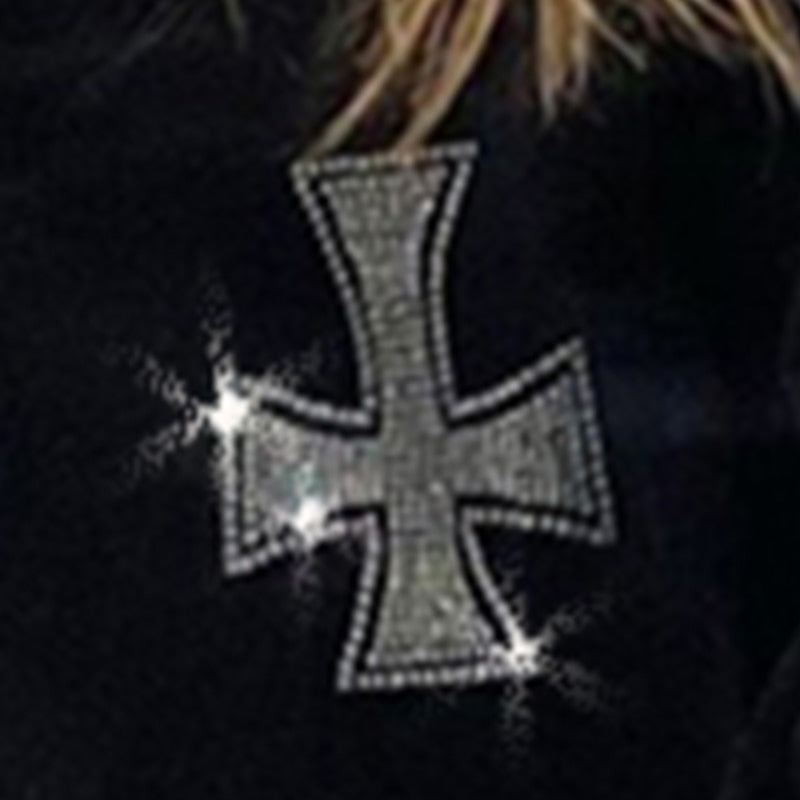 Voguable Winter Goth Rhinestone Y2K Zip Up Oversized Sweatshirts  Hoodies Pull Grunge Hooded Retro Jacket Streetwear Coat