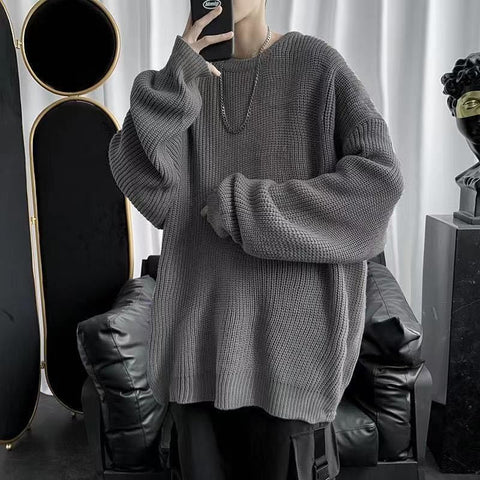 Voguable Y2K O-neck sweater for winter casual base jerseys oversize lightweight Korean hip hop sweater