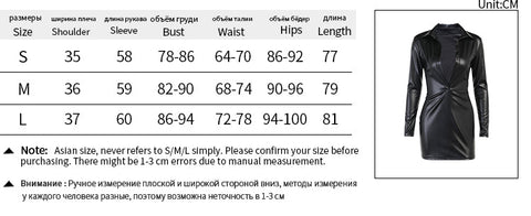 Voguable  Pu Leather Deep V Neck Long Sleeve Loose Mini Dress Winter Casual Streetwear Outfits Club Y2K