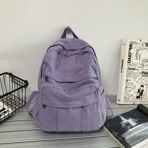 Einfarbiger Retro-Rucksack für Damen