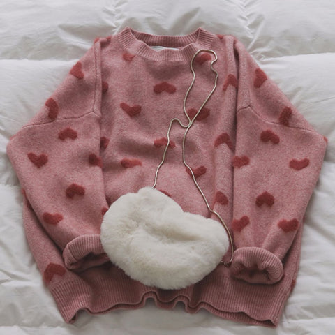 Fuzzy Hearts Sweater
