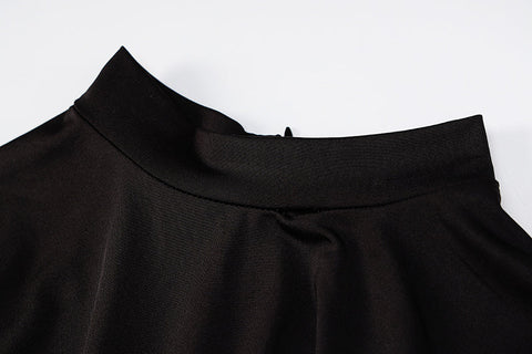 Voguable Solid Long Sleeves O Neck Cut Out Drawstrings Bandage Playsuit  Fall Bodycon Party Club Elegant Y2K