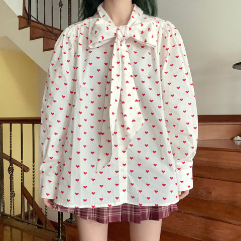 Little Hearts Tie Up Blouse
