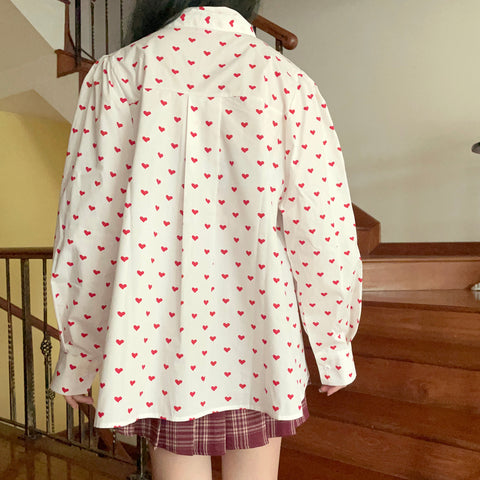 Little Hearts Tie Up Blouse