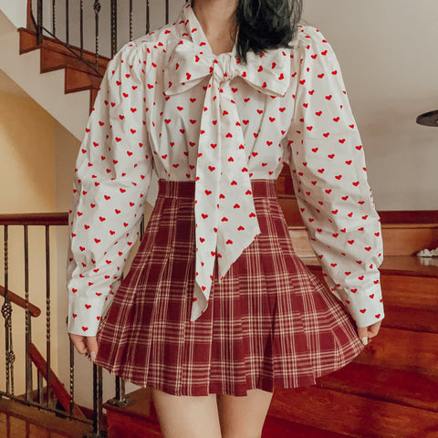 Little Hearts Tie Up Blouse
