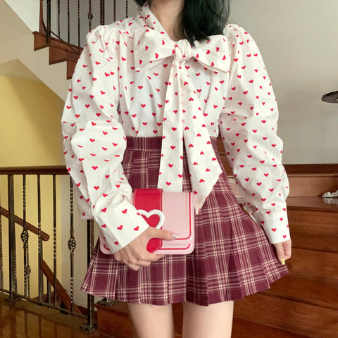 Little Hearts Tie Up Blouse
