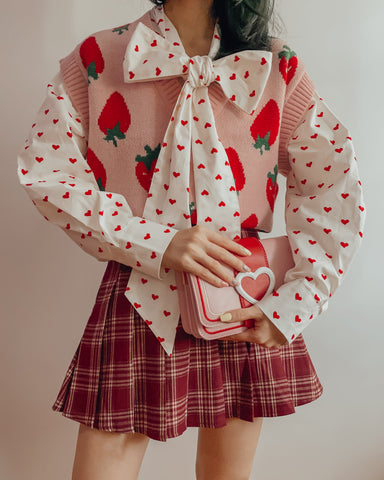 Little Hearts Tie Up Blouse