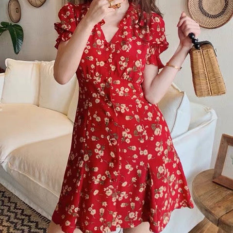 Floral Blossom Puff Sleeve Dress