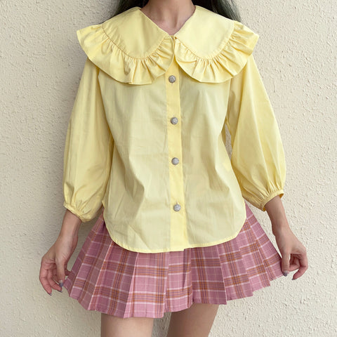 Lemon Frill Button Up Shirt