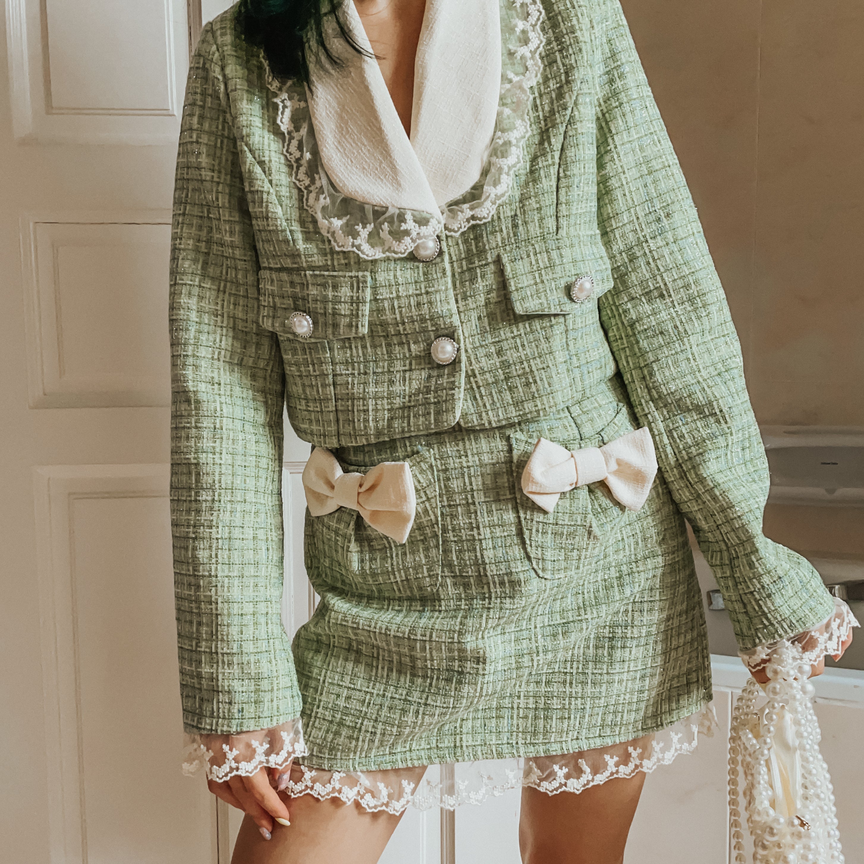 Conjunto de tweed Peter Pan de Matcha