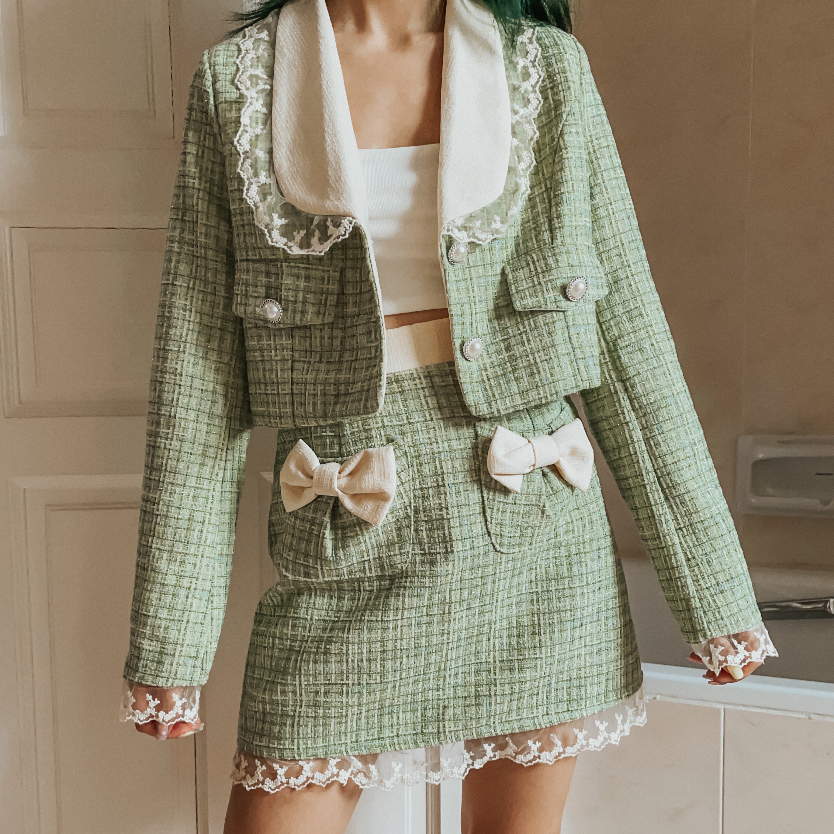 Conjunto de tweed Peter Pan de Matcha