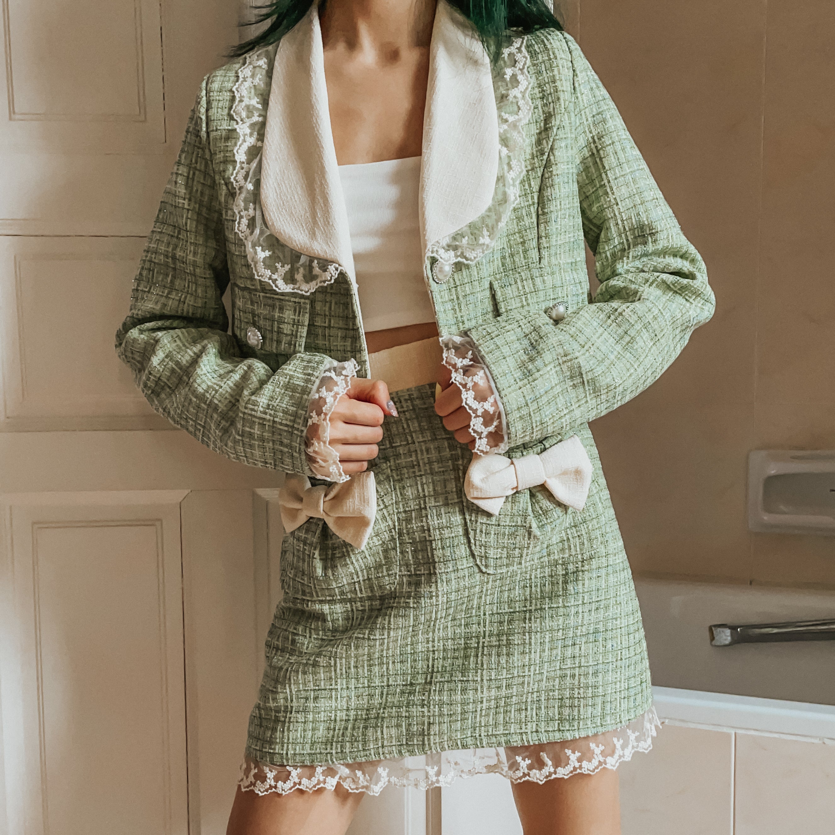 Conjunto de tweed Peter Pan de Matcha