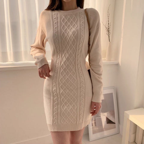 Ribbed Bodycon Mini Sweater Dress