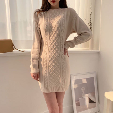 Ribbed Bodycon Mini Sweater Dress