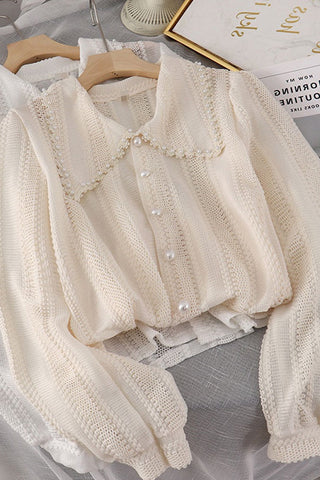 Spitzenhemd mit spitzem Kragen und Knopfleiste