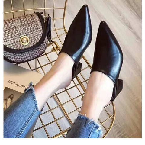 Low Heel PU Mules