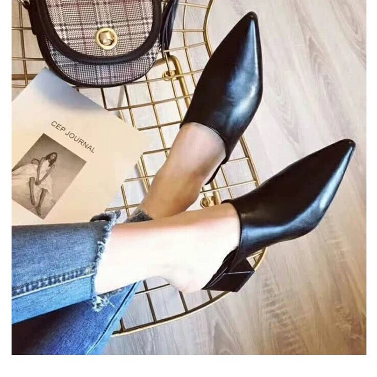 Low Heel PU Mules