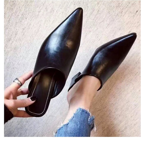 Low Heel PU Mules