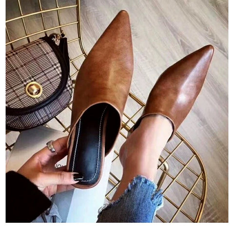 Low Heel PU Mules