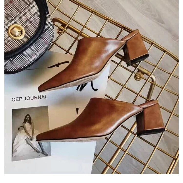 Low Heel PU Mules