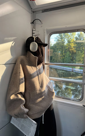 High Neck Oversized Half-Zip Sweater