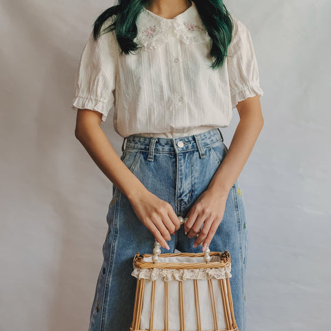 Camisa abotonada de Peter Pan con rosas