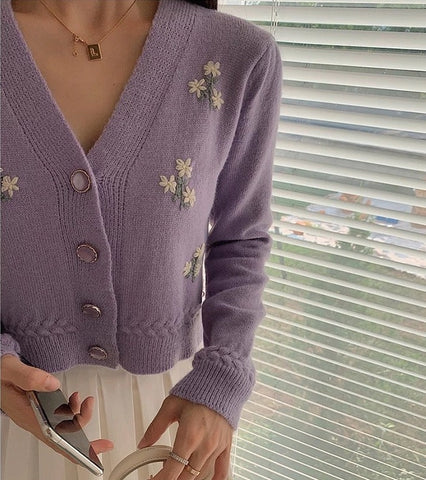 Ditsy Floral Embroidered Cardigan