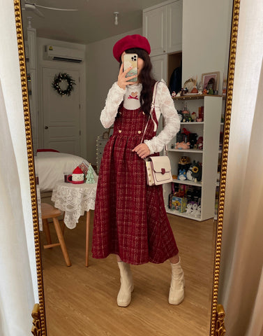Sweet Apple Pie Plaid Pinafore Dress