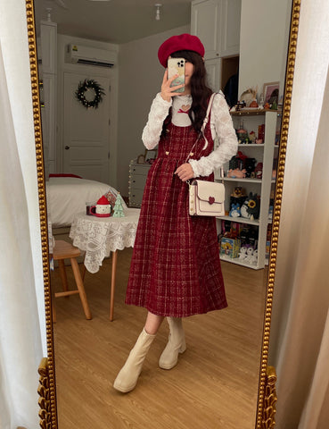 Sweet Apple Pie Plaid Pinafore Dress