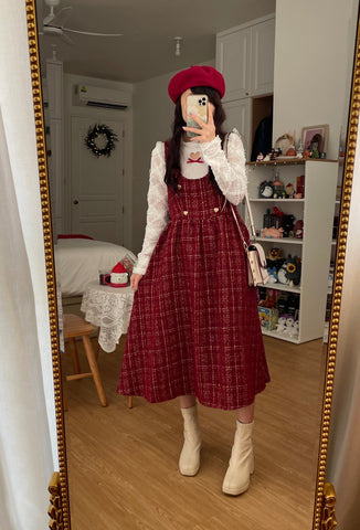 Sweet Apple Pie Plaid Pinafore Dress