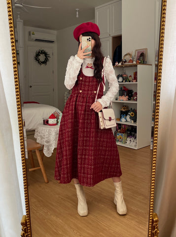 Sweet Apple Pie Plaid Pinafore Dress