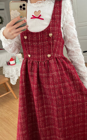 Sweet Apple Pie Plaid Pinafore Dress
