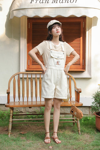 Honey Bear Short Overalls