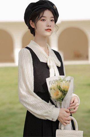 Scallop Button Up Twofer Dress