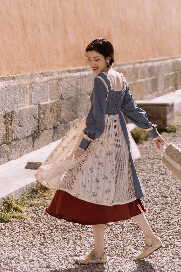 Vestido de doncella de patchwork