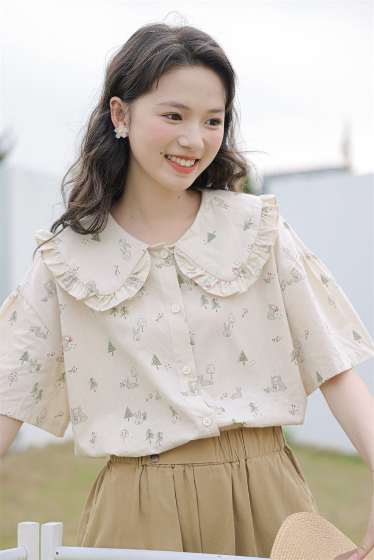 Forest Bunny Button Up Shirt