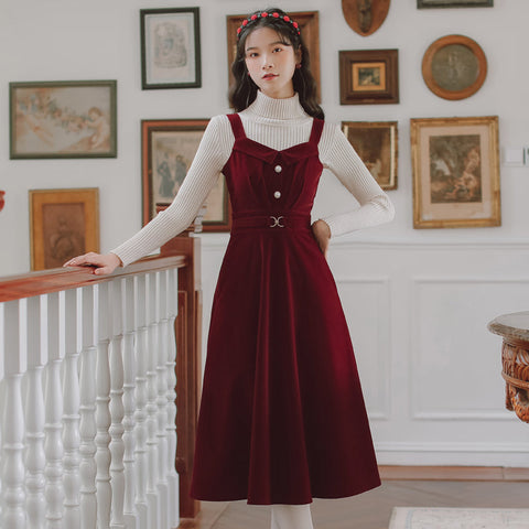 Corduroy Pearl Cami Midi Dress