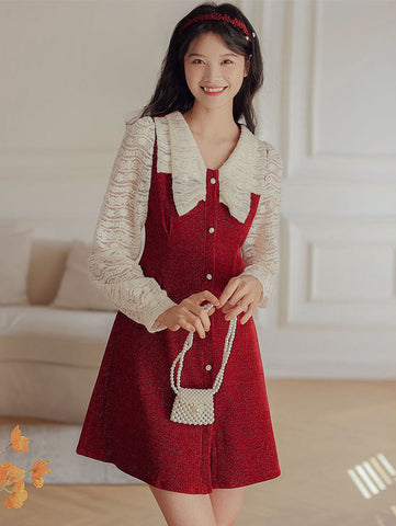 Lace Bow Sweater Dress