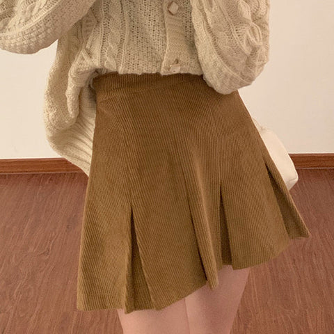 Corduroy Pleated Skirt