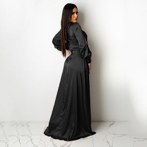 Satin High Low Flowy Maxi Dress