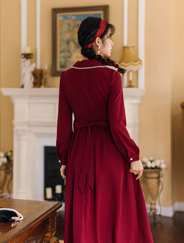 Cranberry Pearl Midi Shirt Dress