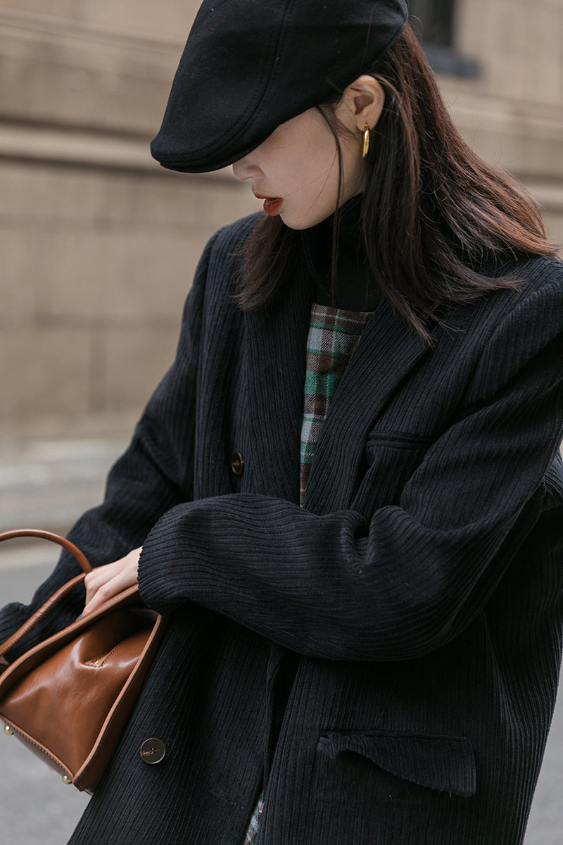 Corduroy Double Breasted Blazer Jacket