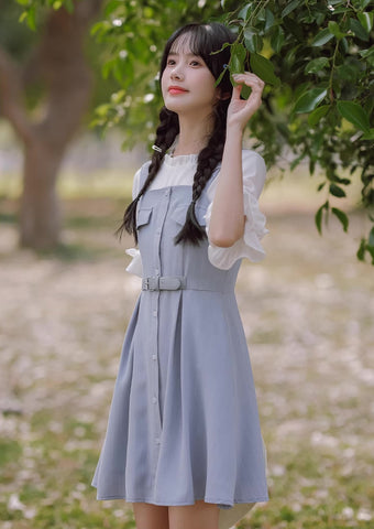 Vestido mini de rayas con botones